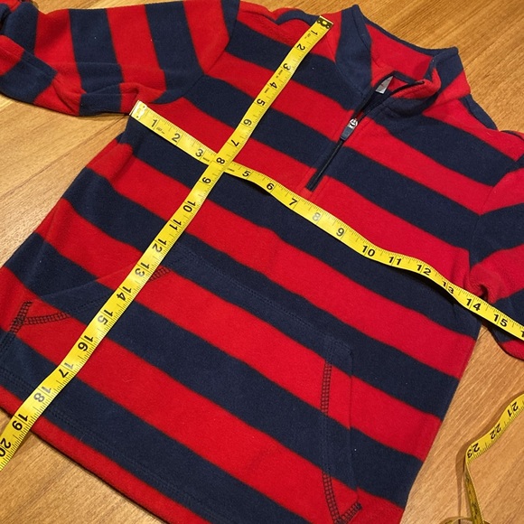 Hanna Anderson 1/4 Zip Red Blue Striped Fleece Sz 100 or US 5 EUC - Picture 8 of 9